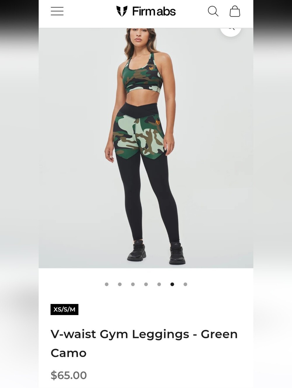 Firm ABS V-Waist Gym Leggings Sz XS Camo Green